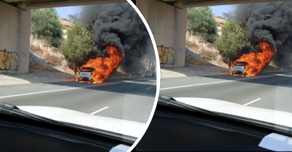 Φωτιά σε εν κινήσει όχημα στον αυτοκινητόδρομο Πάφου-Λεμεσού