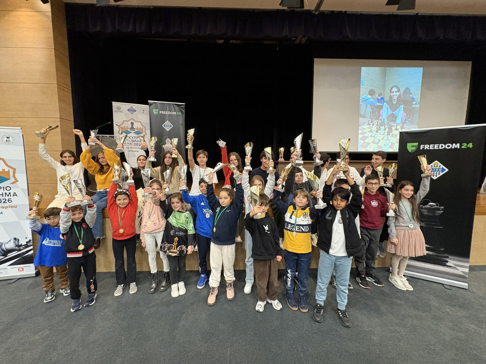 Στην κορυφή οι νεαροί σκακιστές της Πάφο με τρεις πρωτιές στους Παγκύπριους νεανικούς αγώνες